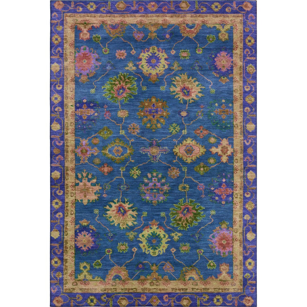 HomeRoots 5' X 8' Blue and Green Oriental Area Rug – Washable, UV-Protected, Pet-Friendly, Modern Design! 716433