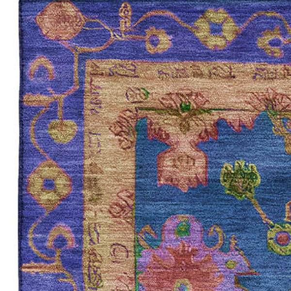 HomeRoots 5' X 8' Blue and Green Oriental Area Rug – Washable, UV-Protected, Pet-Friendly, Modern Design! 716433