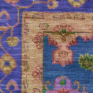 HomeRoots 9' X 12' Stylish Blue & Green Oriental Area Rug - Washable, UV Protected & Perfect for Busy Homes 716436