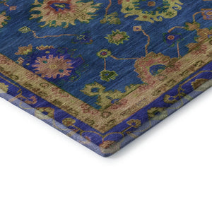 HomeRoots 9' X 12' Stylish Blue & Green Oriental Area Rug - Washable, UV Protected & Perfect for Busy Homes 716436