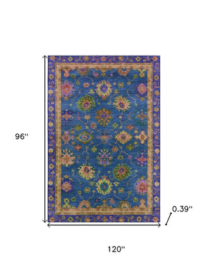 HomeRoots 9' X 12' Stylish Blue & Green Oriental Area Rug - Washable, UV Protected & Perfect for Busy Homes 716436