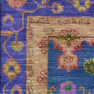 HomeRoots 10' X 14' Blue and Green Oriental Washable Area Rug - Durable, UV-Protected, Perfect for Family Spaces! 716437
