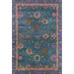 HomeRoots 8' Teal and Blush Oriental Washable Round Rug - Durable, UV-Protected, Perfect for Busy Homes! 716440