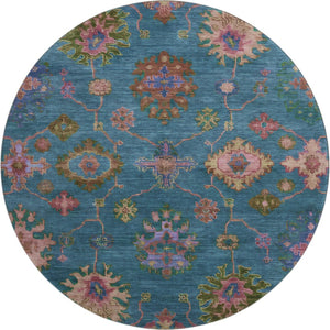 HomeRoots 8' X 10' Teal and Blush Oriental Area Rug - Washable, Stain Resistant, UV Protected for Every Home! 716441
