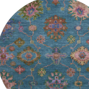HomeRoots 8' X 10' Teal and Blush Oriental Area Rug - Washable, Stain Resistant, UV Protected for Every Home! 716441