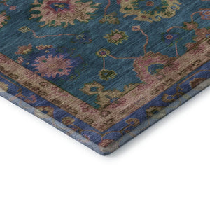 HomeRoots 8' X 10' Teal and Blush Oriental Area Rug - Washable, Stain Resistant, UV Protected for Every Home! 716441