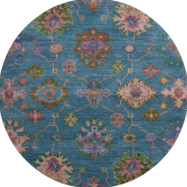 HomeRoots 8' X 10' Teal and Blush Oriental Area Rug - Washable, Stain Resistant, UV Protected for Every Home! 716441