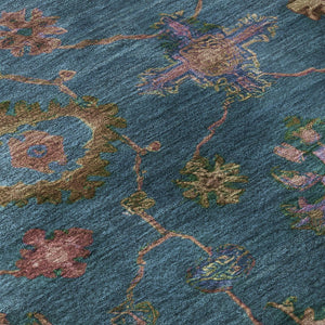 HomeRoots 8' X 10' Teal and Blush Oriental Area Rug - Washable, Stain Resistant, UV Protected for Every Home! 716441