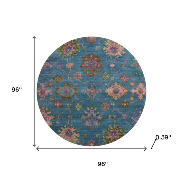 HomeRoots 8' X 10' Teal and Blush Oriental Area Rug - Washable, Stain Resistant, UV Protected for Every Home! 716441