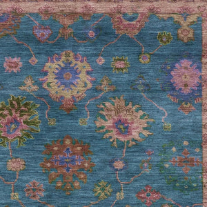 HomeRoots 9' X 12' Teal and Blush Oriental Area Rug – Stylish, Washable, UV-Protected, Perfect for Families! 716442