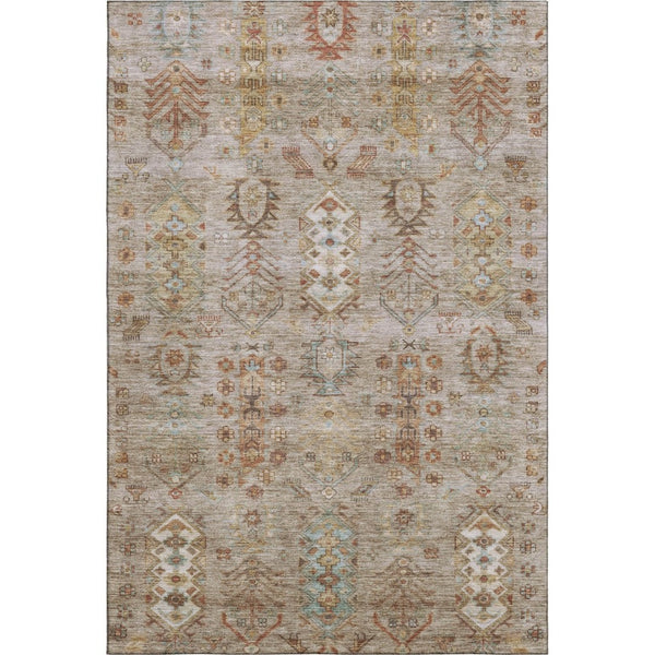 HomeRoots 5' X 8' Beige and Brown Southwestern Washable Area Rug – UV Protected, Stain Resistant, Easy Care! 716445