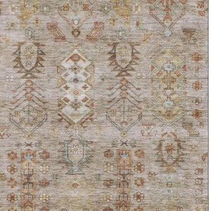 HomeRoots 5' X 8' Beige and Brown Southwestern Washable Area Rug – UV Protected, Stain Resistant, Easy Care! 716445