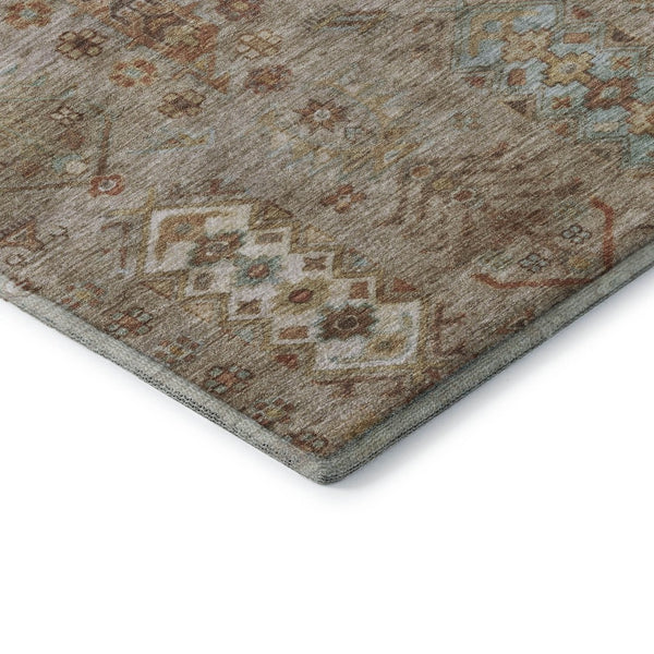 HomeRoots 5' X 8' Beige and Brown Southwestern Washable Area Rug – UV Protected, Stain Resistant, Easy Care! 716445