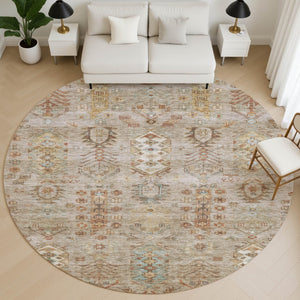 HomeRoots 8' X 10' Beige And Brown Southwestern Area Rug - Washable, UV Protected, Durable for Families & Pets 716447