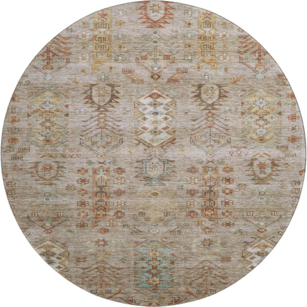 HomeRoots 8' X 10' Beige And Brown Southwestern Area Rug - Washable, UV Protected, Durable for Families & Pets 716447