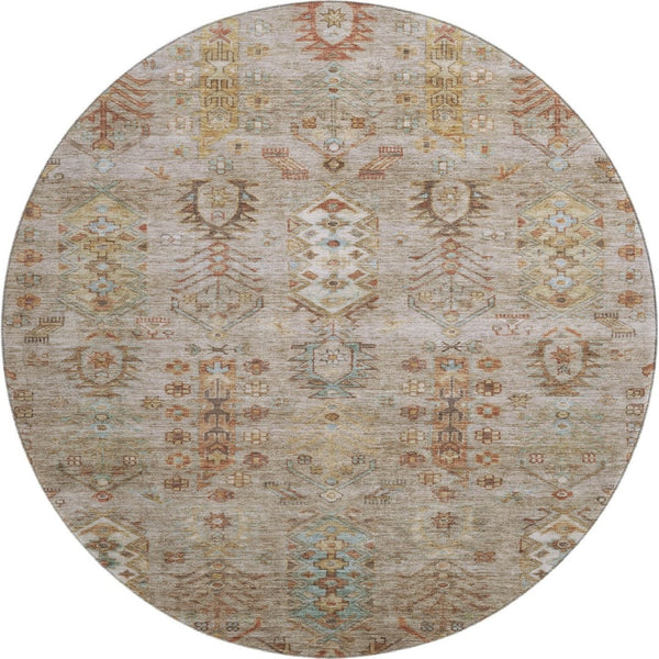 HomeRoots 8' X 10' Beige And Brown Southwestern Area Rug - Washable, UV Protected, Durable for Families & Pets 716447