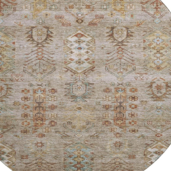 HomeRoots 8' X 10' Beige And Brown Southwestern Area Rug - Washable, UV Protected, Durable for Families & Pets 716447