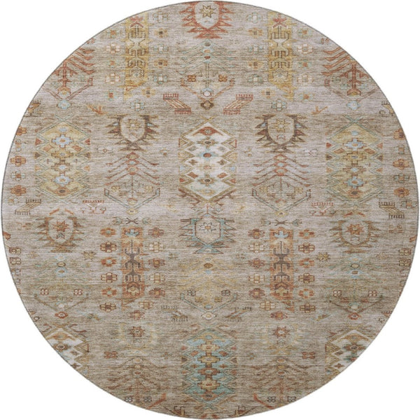 HomeRoots 8' X 10' Beige And Brown Southwestern Area Rug - Washable, UV Protected, Durable for Families & Pets 716447