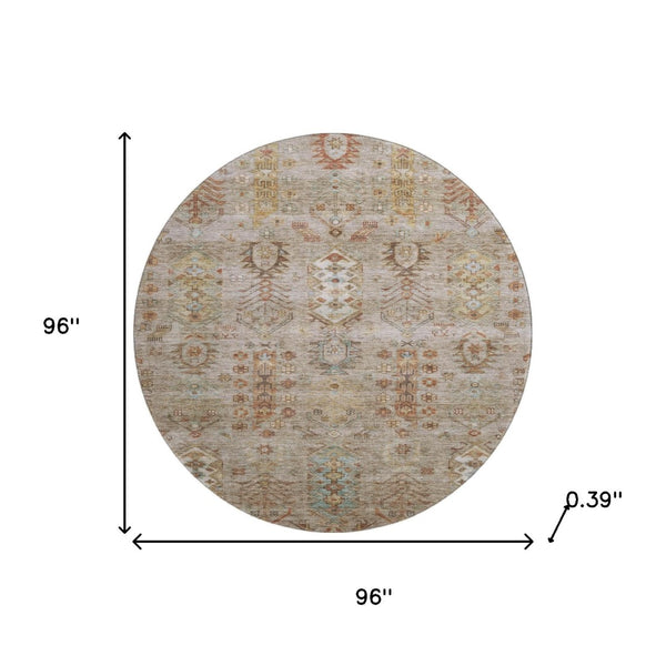 HomeRoots 8' X 10' Beige And Brown Southwestern Area Rug - Washable, UV Protected, Durable for Families & Pets 716447