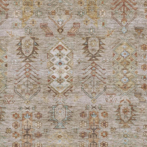 HomeRoots 9' X 12' Beige & Brown Southwestern Washable Area Rug with UV Protection for High-Traffic Spaces 716448