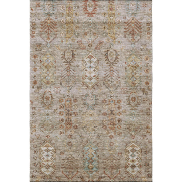 HomeRoots 9' X 12' Beige & Brown Southwestern Washable Area Rug with UV Protection for High-Traffic Spaces 716448