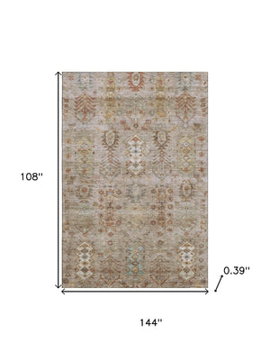 HomeRoots 10' Stylish Southwestern Washable Area Rug in Beige & Brown - UV Protection, Stain Resistant, Durable 716449