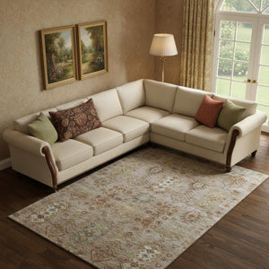 HomeRoots 10' Stylish Southwestern Washable Area Rug in Beige & Brown - UV Protection, Stain Resistant, Durable 716449