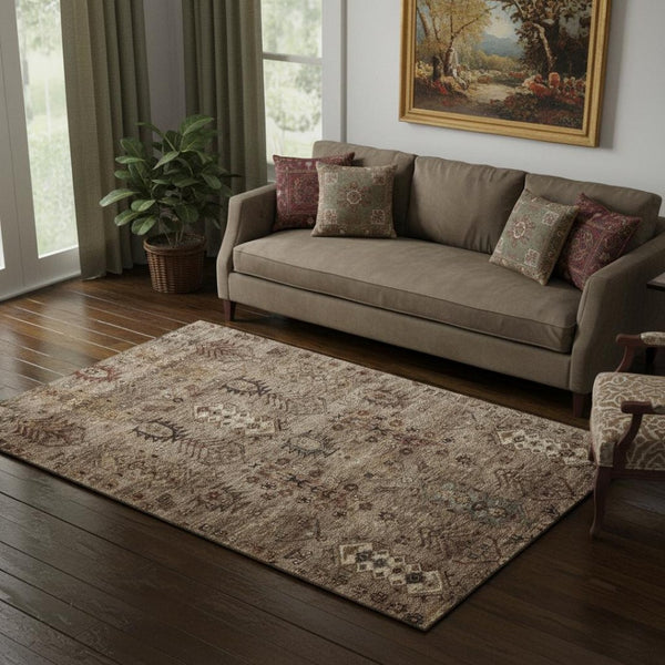 HomeRoots 8' Southwestern Washable Round Rug - Durable, UV-Protected, Easy-Care, Stylish for Homes & Patios 716452