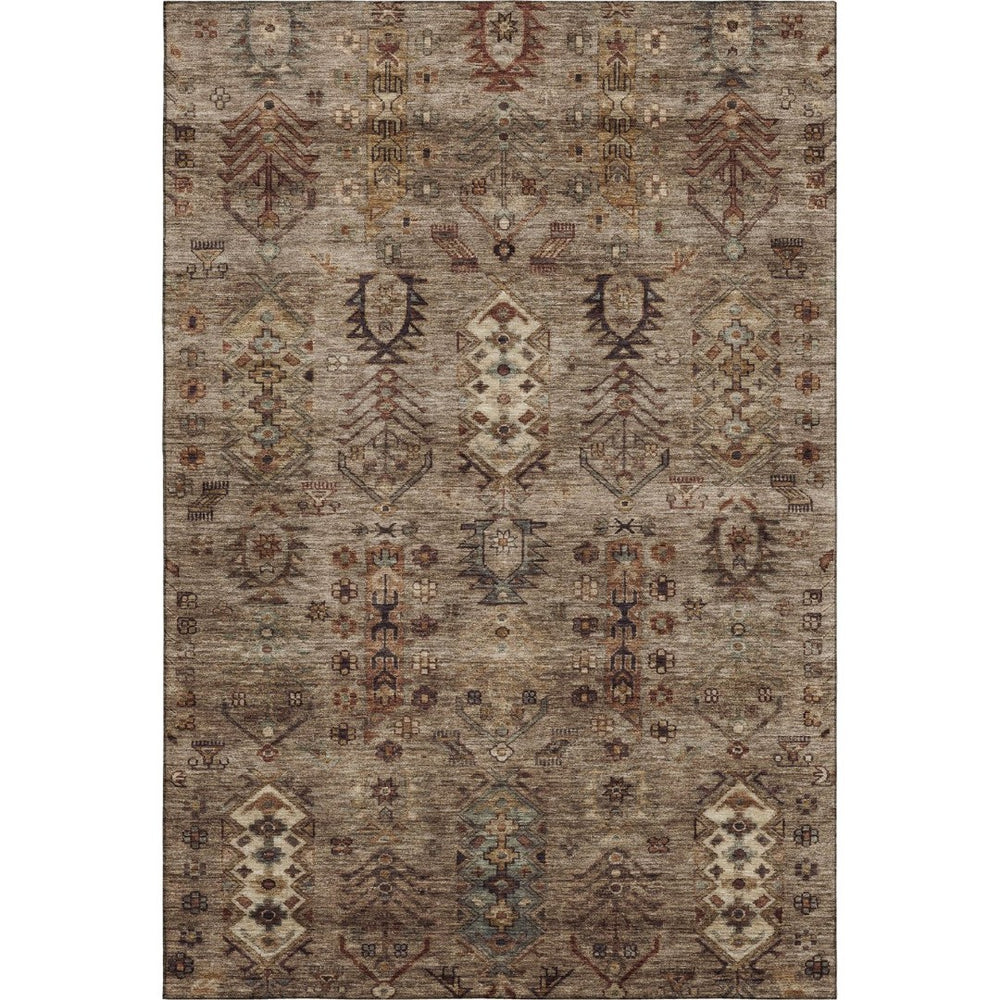 HomeRoots 9' X 12' Southwestern Washable Area Rug - Earthy Brown & Gray, UV Protected, Stain Resistant Style! 716454