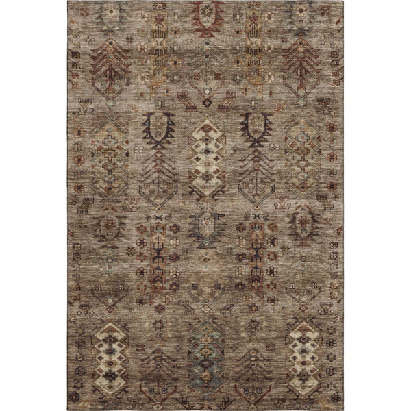 HomeRoots 9' X 12' Southwestern Washable Area Rug - Earthy Brown & Gray, UV Protected, Stain Resistant Style! 716454