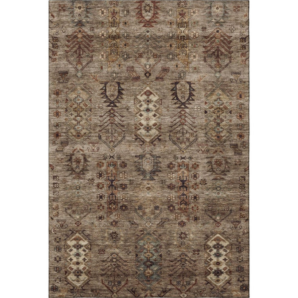 HomeRoots 9' X 12' Southwestern Washable Area Rug - Earthy Brown & Gray, UV Protected, Stain Resistant Style! 716454