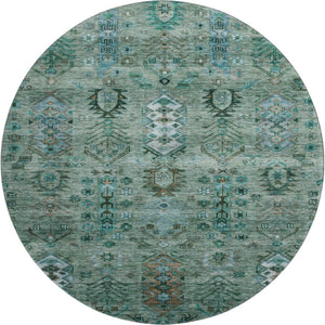 HomeRoots 8' X 10' Vibrant Green and Teal Southwestern Area Rug - UV Protected, Washable & Stain Resistant! 716459
