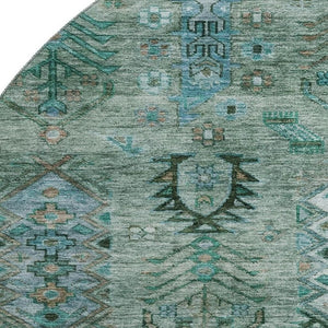 HomeRoots 8' X 10' Vibrant Green and Teal Southwestern Area Rug - UV Protected, Washable & Stain Resistant! 716459