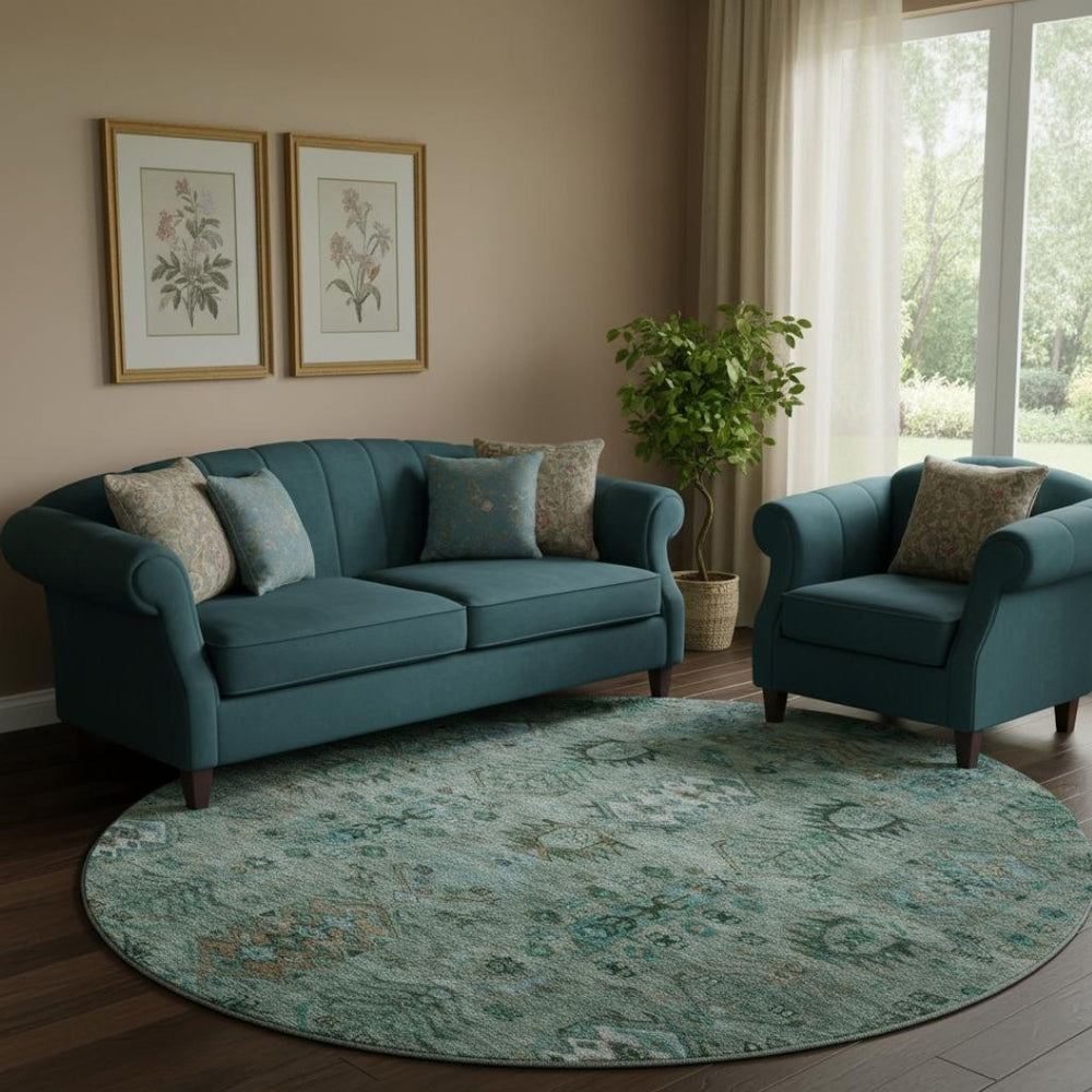 HomeRoots 8' X 10' Vibrant Green and Teal Southwestern Area Rug - UV Protected, Washable & Stain Resistant! 716459