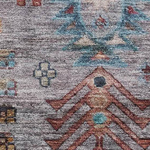 HomeRoots 9' X 12' Gray and Teal Southwestern Washable Area Rug with UV Protection for Stylish Homes 716466