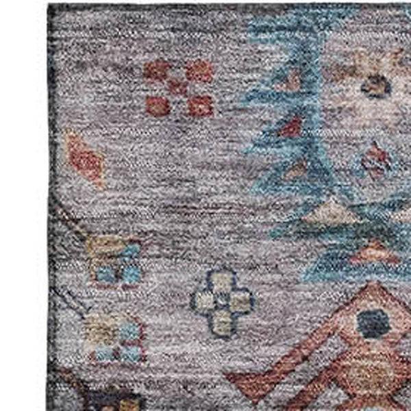 HomeRoots 10' Gray and Teal Southwestern Washable Area Rug - Durable, UV Protected, Ideal for Homes with Kids & Pets 716467