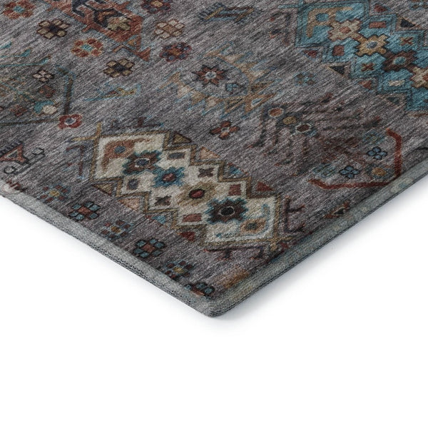 HomeRoots 10' Gray and Teal Southwestern Washable Area Rug - Durable, UV Protected, Ideal for Homes with Kids & Pets 716467