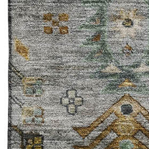HomeRoots 5' X 8' Pewter and Gold Southwestern Area Rug - Washable, UV-Protected, Durable for Homes with Kids & Pets 716469