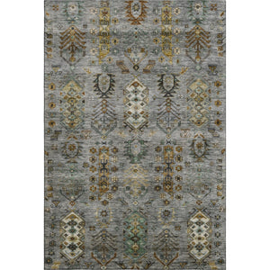 HomeRoots 9' X 12' Southwestern Washable Area Rug in Pewter & Gold - UV Protected, Durable & Stylish Design 716472