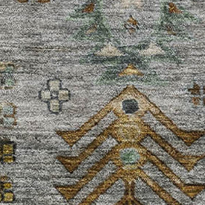 HomeRoots 9' X 12' Southwestern Washable Area Rug in Pewter & Gold - UV Protected, Durable & Stylish Design 716472
