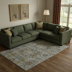 HomeRoots 10' X 14' Pewter and Gold Southwestern Area Rug - Washable, UV-Protected, Durable for Active Homes 716473
