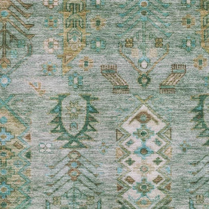 HomeRoots 5' X 8' Sage & Copper Southwestern Area Rug - Washable, UV-Protected, & Stain-Resistant Design! 716475