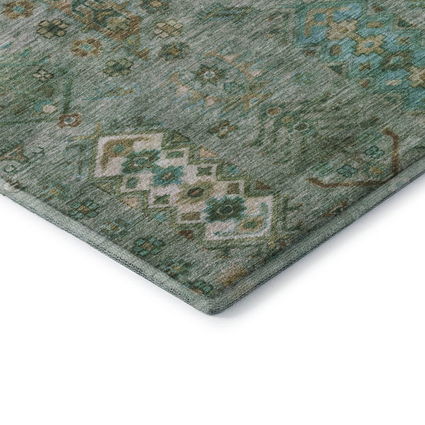 HomeRoots 8' Sage and Copper Southwestern Round Rug - Washable, UV-Protected, Perfect for High-Traffic Homes 716476