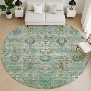 HomeRoots 8' X 10' Sage & Copper Southwestern Area Rug – Washable, UV-Protected, Family-Friendly Design! 716477