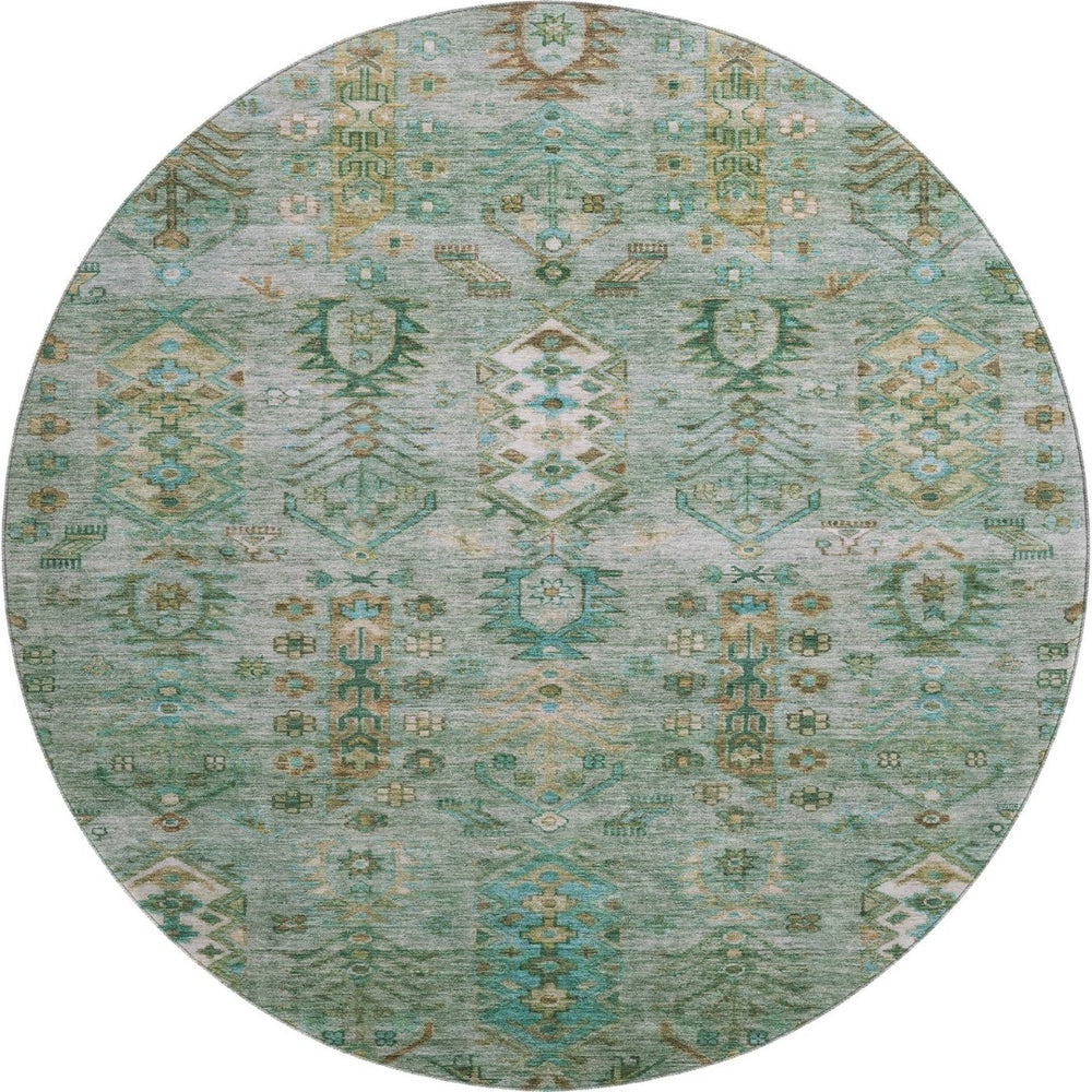 HomeRoots 8' X 10' Sage & Copper Southwestern Area Rug – Washable, UV-Protected, Family-Friendly Design! 716477