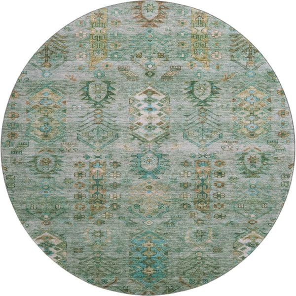 HomeRoots 8' X 10' Sage & Copper Southwestern Area Rug – Washable, UV-Protected, Family-Friendly Design! 716477