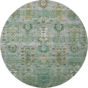 HomeRoots 8' X 10' Sage & Copper Southwestern Area Rug – Washable, UV-Protected, Family-Friendly Design! 716477