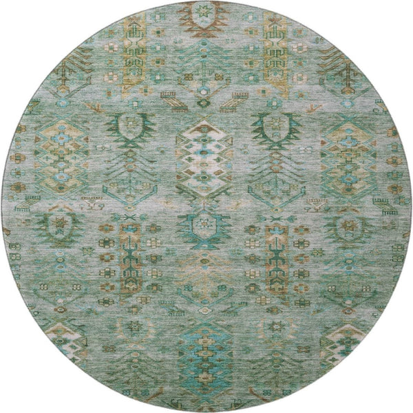HomeRoots 8' X 10' Sage & Copper Southwestern Area Rug – Washable, UV-Protected, Family-Friendly Design! 716477