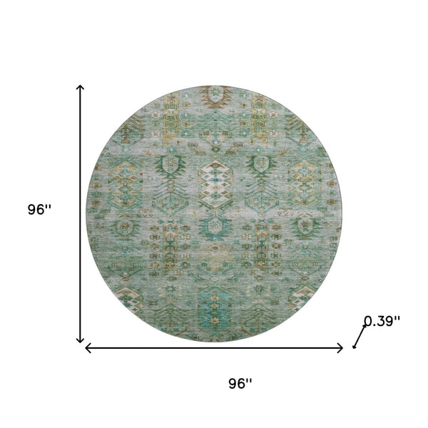 HomeRoots 8' X 10' Sage & Copper Southwestern Area Rug – Washable, UV-Protected, Family-Friendly Design! 716477