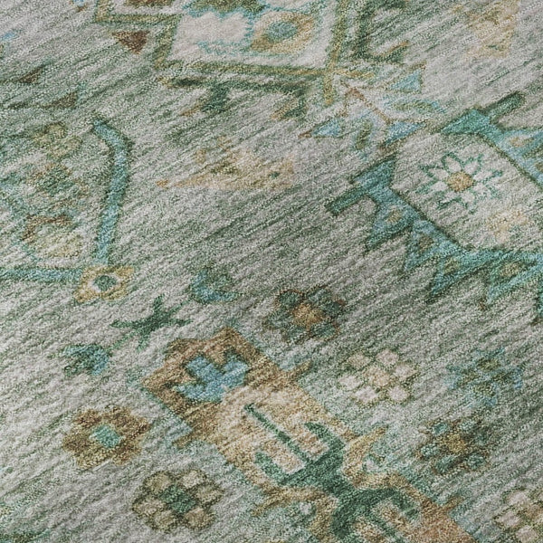 HomeRoots 9' X 12' Sage & Copper Southwestern Area Rug - Washable, UV Protected, Stain-Resistant & Durable Design 716478
